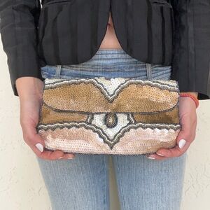 Beaded Sequin Clutch Bag
